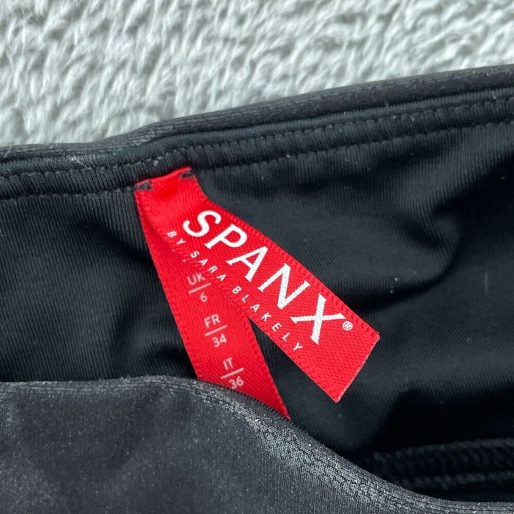 Spanx Black Faux Leather Leggings XS High-Waisted Shaping Pants 5089 - Picture 4 of 10